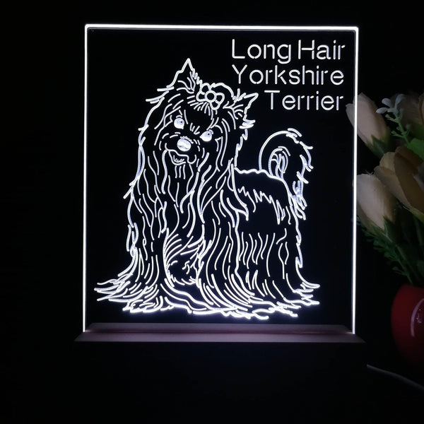 ADVPRO Long Hair Yorkshire Terrier Personalized Tabletop LED neon sign st5-p0099-tm - White