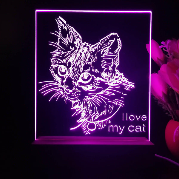 ADVPRO I love my cat Personalized Tabletop LED neon sign st5-p0101-tm - Purple