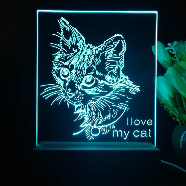 ADVPRO I love my cat Personalized Tabletop LED neon sign st5-p0101-tm - Sky Blue