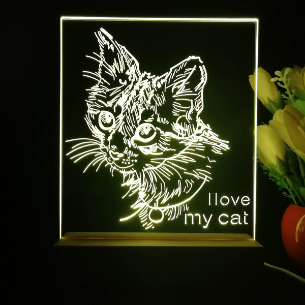 ADVPRO I love my cat Personalized Tabletop LED neon sign st5-p0101-tm - Yellow