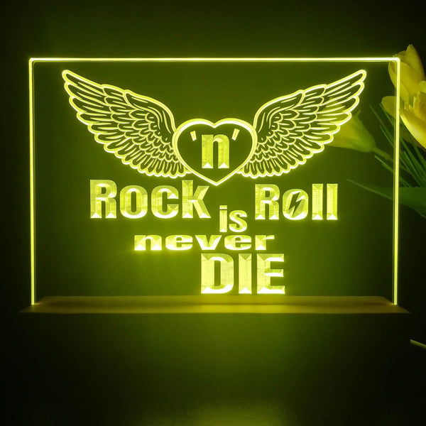 ADVPRO Rock N Roll is never die01 Tabletop LED neon sign st5-j5004 - Yellow