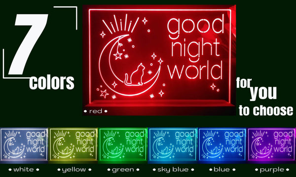 ADVPRO good night world with cat Tabletop LED neon sign st5-j5010