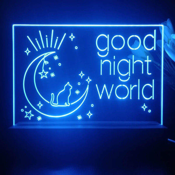 ADVPRO good night world with cat Tabletop LED neon sign st5-j5010 - Blue
