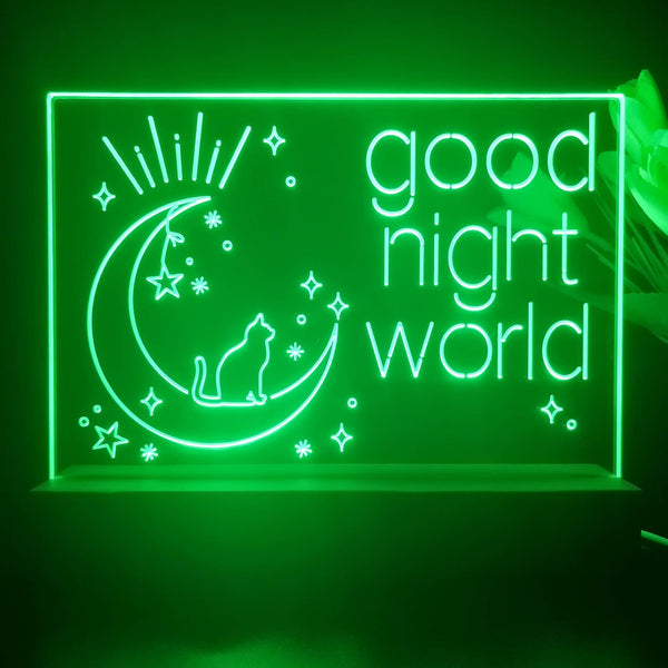 ADVPRO good night world with cat Tabletop LED neon sign st5-j5010 - Green
