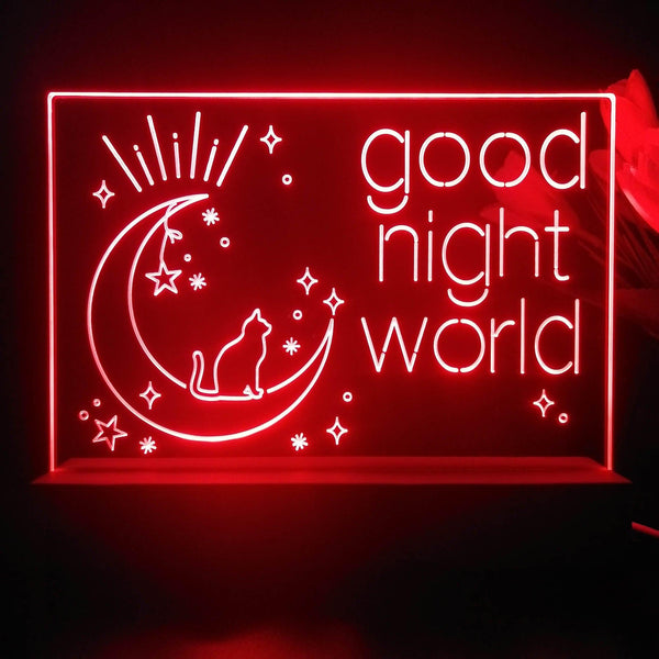 ADVPRO good night world with cat Tabletop LED neon sign st5-j5010 - Red