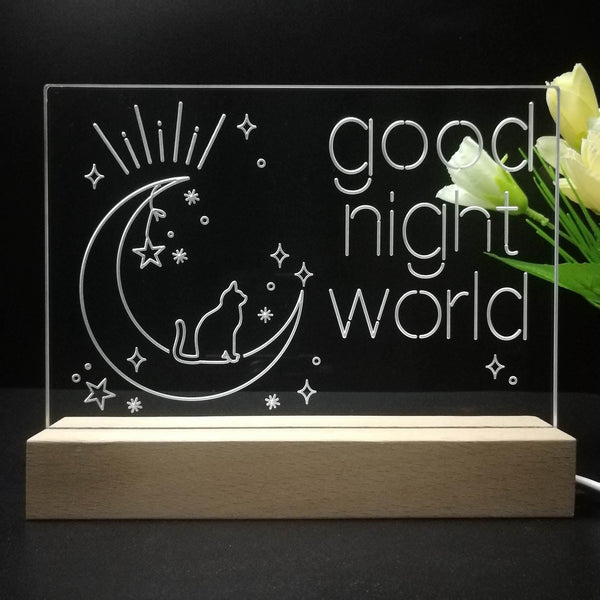 ADVPRO good night world with cat Tabletop LED neon sign st5-j5010 - 7 Color