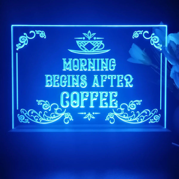 ADVPRO morning begins after coffee Tabletop LED neon sign st5-j5015 - Blue