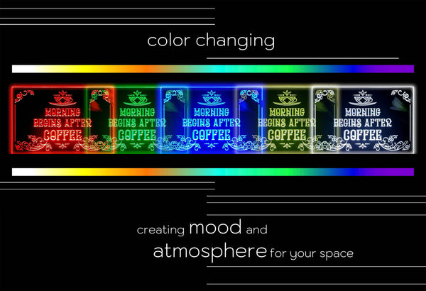 ADVPRO morning begins after coffee Tabletop LED neon sign st5-j5015 - Color Changing