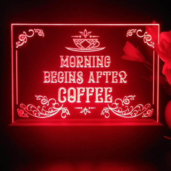 ADVPRO morning begins after coffee Tabletop LED neon sign st5-j5015 - Red