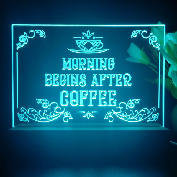 ADVPRO morning begins after coffee Tabletop LED neon sign st5-j5015 - Sky Blue