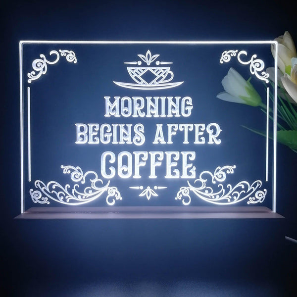 ADVPRO morning begins after coffee Tabletop LED neon sign st5-j5015 - White