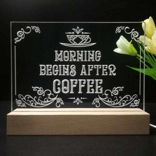 ADVPRO morning begins after coffee Tabletop LED neon sign st5-j5015 - 7 Color
