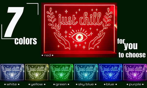 ADVPRO Just Chill_eye, hands with leafs Tabletop LED neon sign st5-j5016