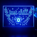 ADVPRO Just Chill_eye, hands with leafs Tabletop LED neon sign st5-j5016 - Blue