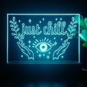 ADVPRO Just Chill_eye, hands with leafs Tabletop LED neon sign st5-j5016 - Sky Blue