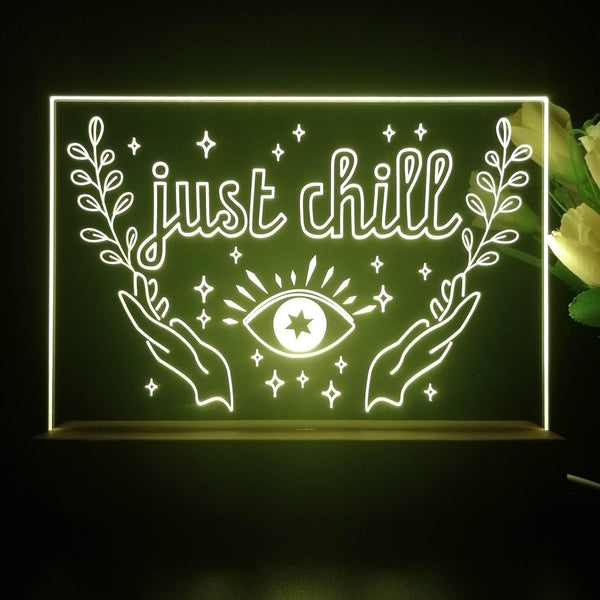 ADVPRO Just Chill_eye, hands with leafs Tabletop LED neon sign st5-j5016 - Yellow