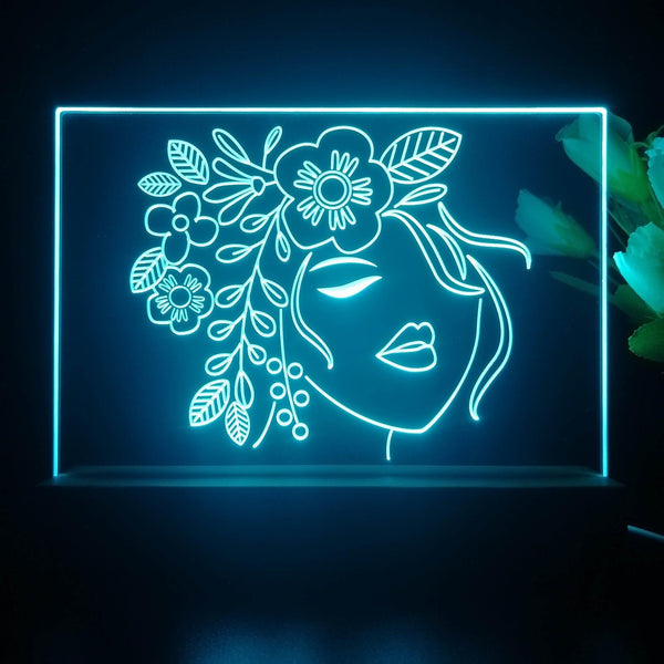 ADVPRO Lady face with flower Tabletop LED neon sign st5-j5024 - Sky Blue