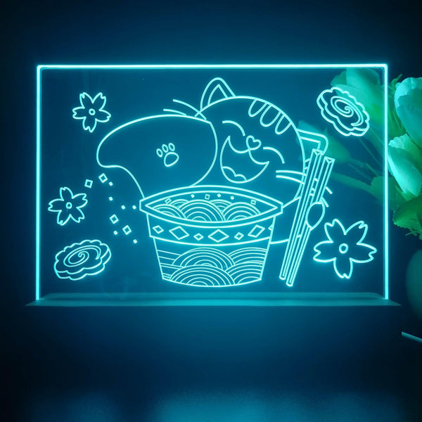 ADVPRO japan cup noodle with cat Tabletop LED neon sign st5-j5034 - Sky Blue
