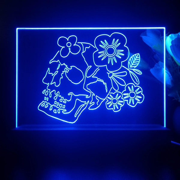 ADVPRO Skull head with flower Tabletop LED neon sign st5-j5035 - Blue