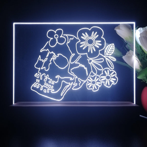 ADVPRO Skull head with flower Tabletop LED neon sign st5-j5035 - White