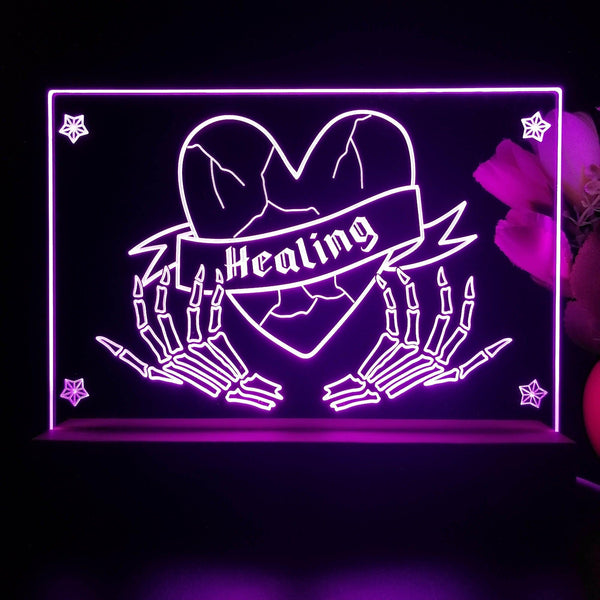 ADVPRO Skull hand healing broken heart Tabletop LED neon sign st5-j5036 - Purple