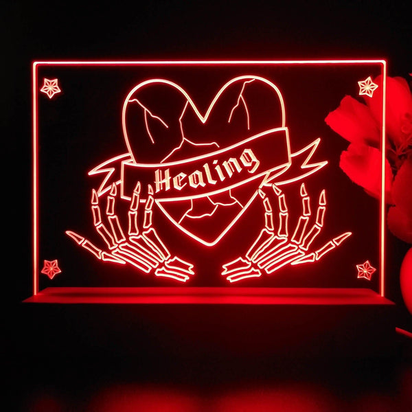 ADVPRO Skull hand healing broken heart Tabletop LED neon sign st5-j5036 - Red