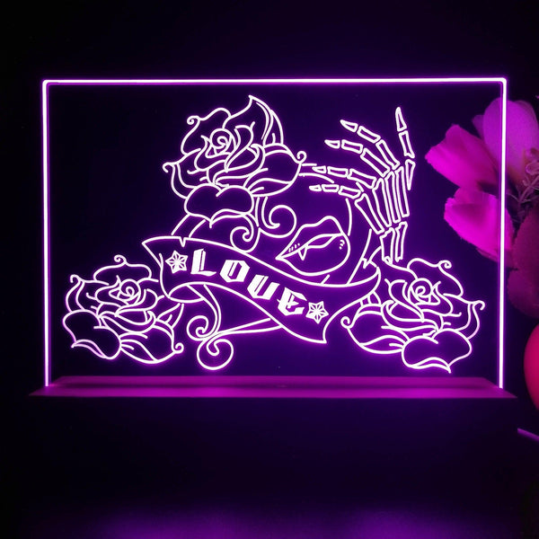 ADVPRO Skull hand with rose and love Tabletop LED neon sign st5-j5037 - Purple