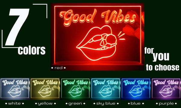 ADVPRO Good vibes with mouth and diamond Tabletop LED neon sign st5-j5055