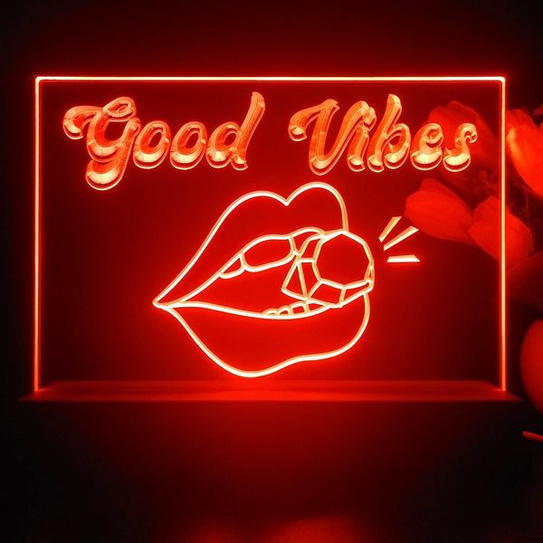 ADVPRO Good vibes with mouth and diamond Tabletop LED neon sign st5-j5055 - Red