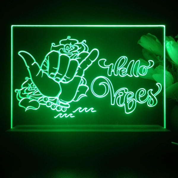 ADVPRO Hello Vibes with rock sign and rose Tabletop LED neon sign st5-j5056 - Green
