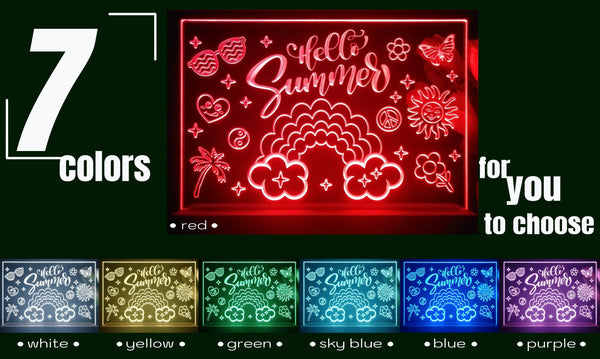 ADVPRO Hello Summer with happy icons Tabletop LED neon sign st5-j5058