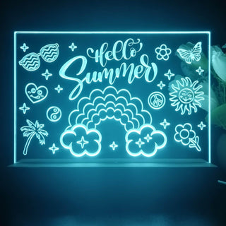 ADVPRO Hello Summer with happy icons Tabletop LED neon sign st5-j5058 - Sky Blue