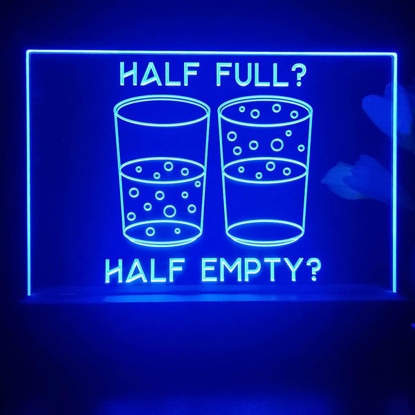 ADVPRO Half full? Half empty? Tabletop LED neon sign st5-j5062 - Blue