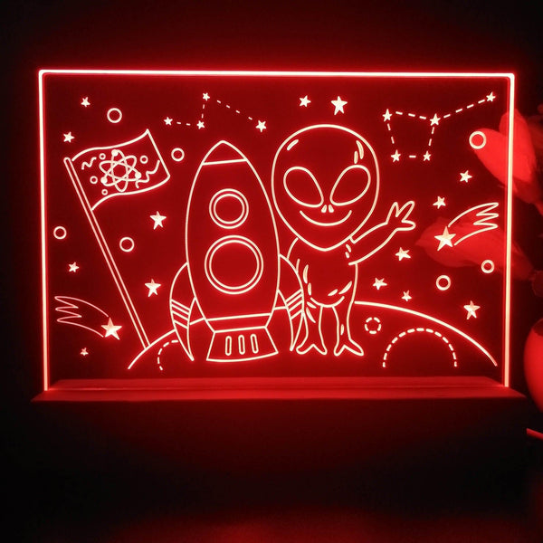 ADVPRO Alien with rocket for boy Tabletop LED neon sign st5-j5066 - Red