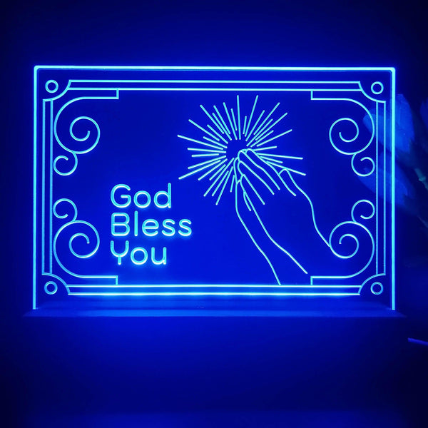 ADVPRO God bless you Tabletop LED neon sign st5-j5074 - Blue