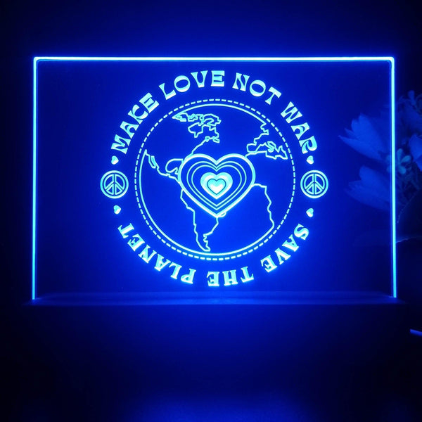 ADVPRO Make love No war Save the planet Tabletop LED neon sign st5-j5087 - Blue