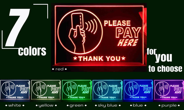 ADVPRO Please pay here with hand and card Tabletop LED neon sign st5-j5096