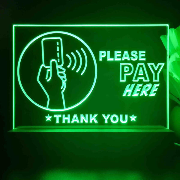 ADVPRO Please pay here with hand and card Tabletop LED neon sign st5-j5096 - Green