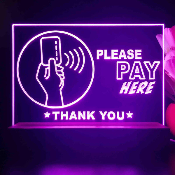 ADVPRO Please pay here with hand and card Tabletop LED neon sign st5-j5096 - Purple