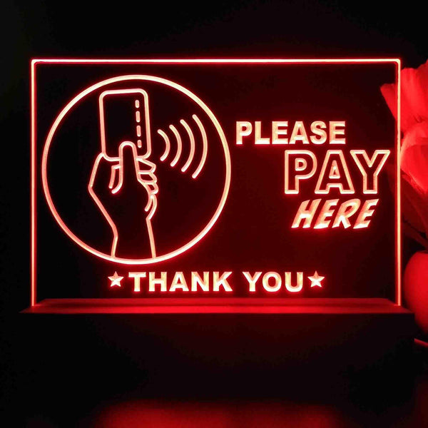 ADVPRO Please pay here with hand and card Tabletop LED neon sign st5-j5096 - Red