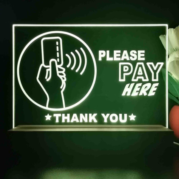 ADVPRO Please pay here with hand and card Tabletop LED neon sign st5-j5096 - Yellow