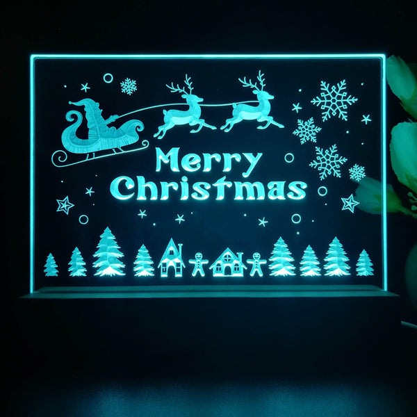 ADVPRO Merry Christmas - Santa flying at night Tabletop LED neon sign st5-j5109 - Sky Blue