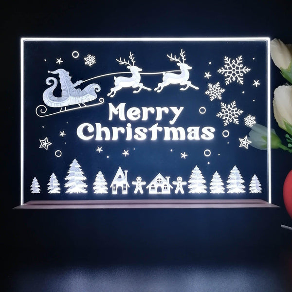 ADVPRO Merry Christmas - Santa flying at night Tabletop LED neon sign st5-j5109 - White