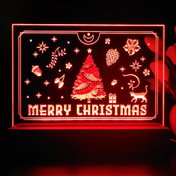 ADVPRO Merry Christmas - little cat with present Tabletop LED neon sign st5-j5110 - Red