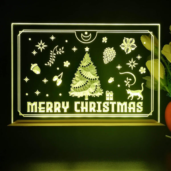 ADVPRO Merry Christmas - little cat with present Tabletop LED neon sign st5-j5110 - Yellow