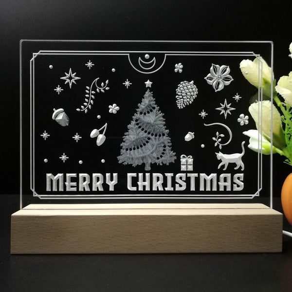 ADVPRO Merry Christmas - little cat with present Tabletop LED neon sign st5-j5110 - 7 Color