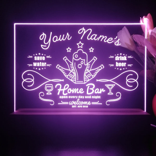 ADVPRO Home ba with 5 beers Personalized Tabletop LED neon sign st5-p0003-tm - Purple