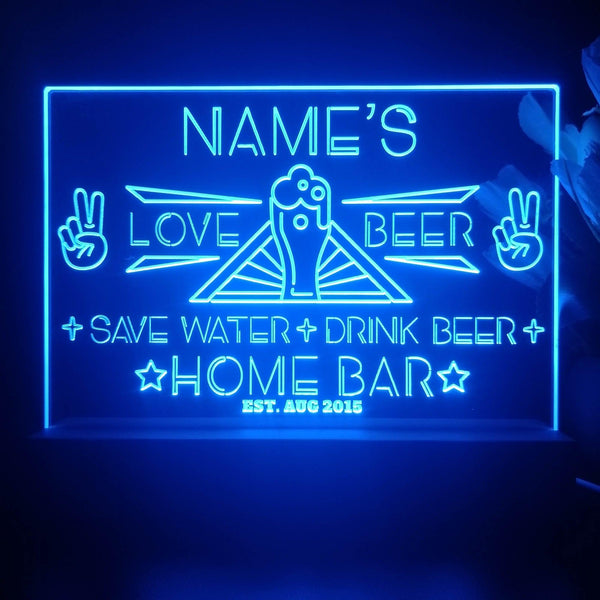 ADVPRO Home Bar Love with Big Beer Personalized Tabletop LED neon sign st5-p0006-tm - Blue