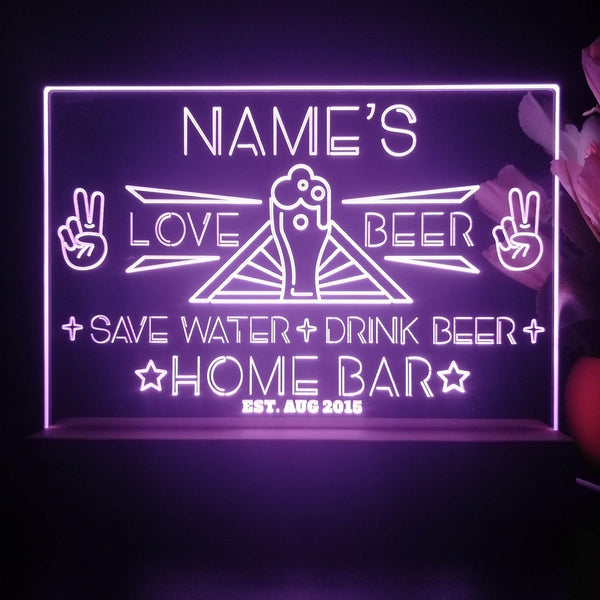 ADVPRO Home Bar Love with Big Beer Personalized Tabletop LED neon sign st5-p0006-tm - Purple