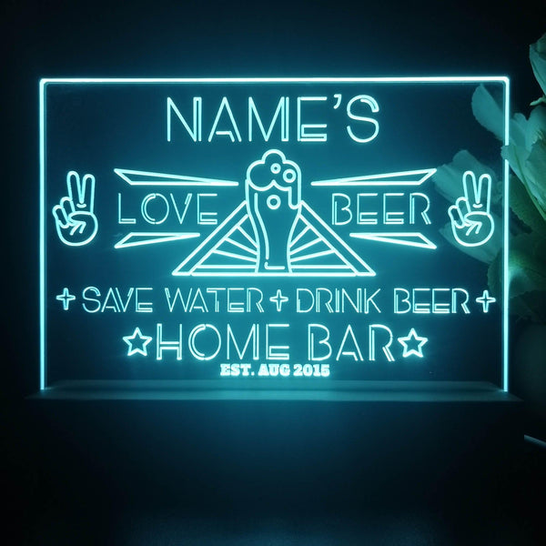 ADVPRO Home Bar Love with Big Beer Personalized Tabletop LED neon sign st5-p0006-tm - Sky Blue